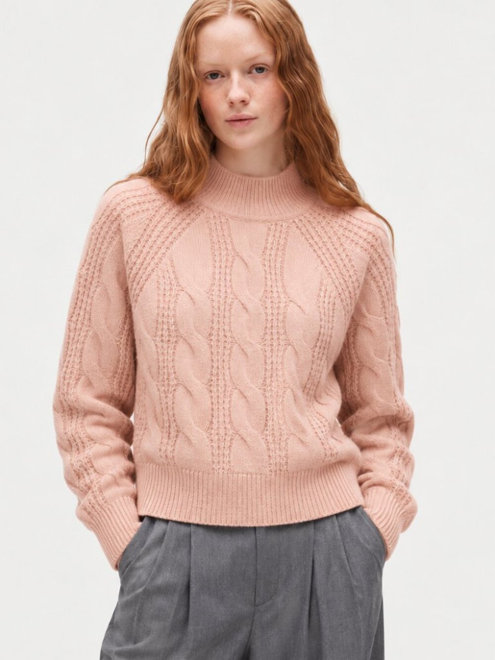 J.Crew Mockneck Cable Knit Alpaca Blend Sweater